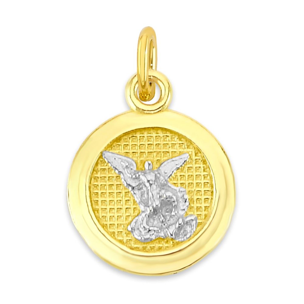 10k Solid Two-Tone Gold Saint Michael Charm with Clasp